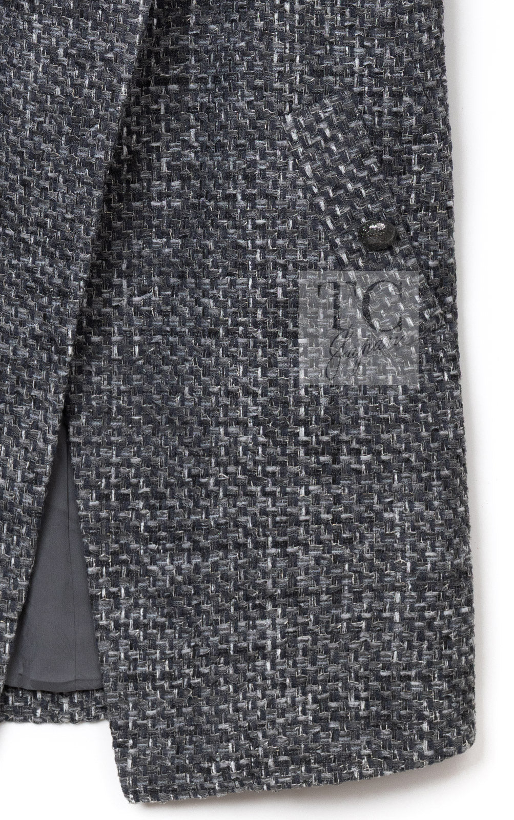 シャネル ジャケット コート CHANEL 15S グレー スタンドカラー スプリング 半袖 34