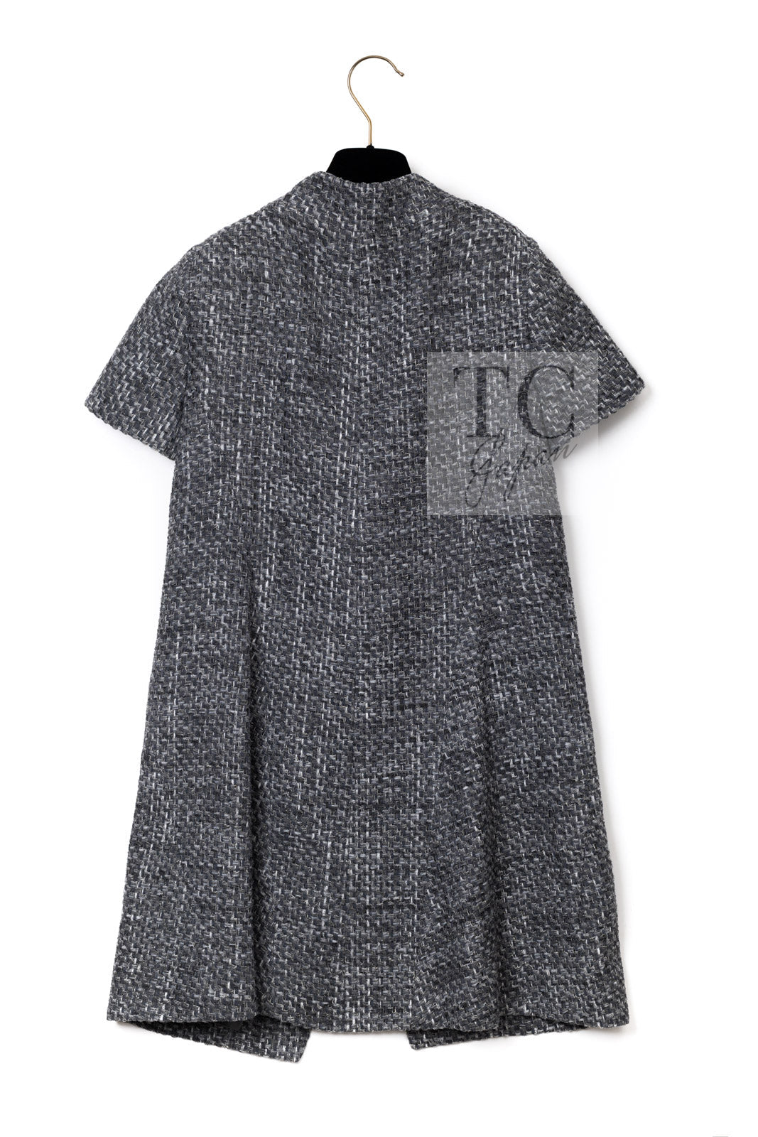 シャネル ジャケット コート CHANEL 15S グレー スタンドカラー スプリング 半袖 34