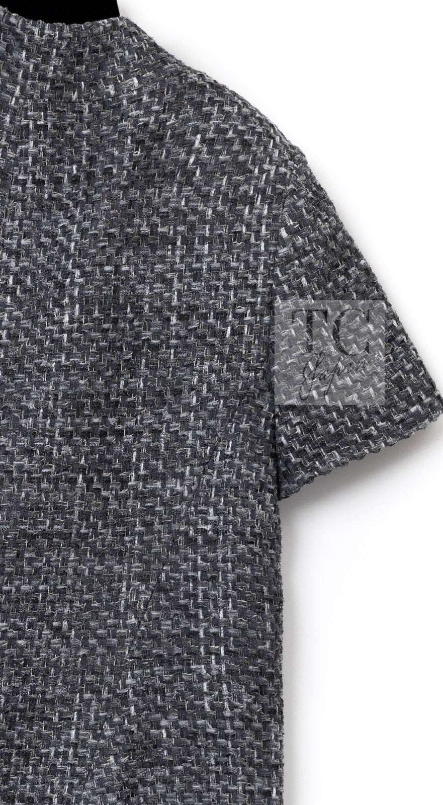 シャネル ジャケット コート CHANEL 15S グレー スタンドカラー スプリング 半袖 34
