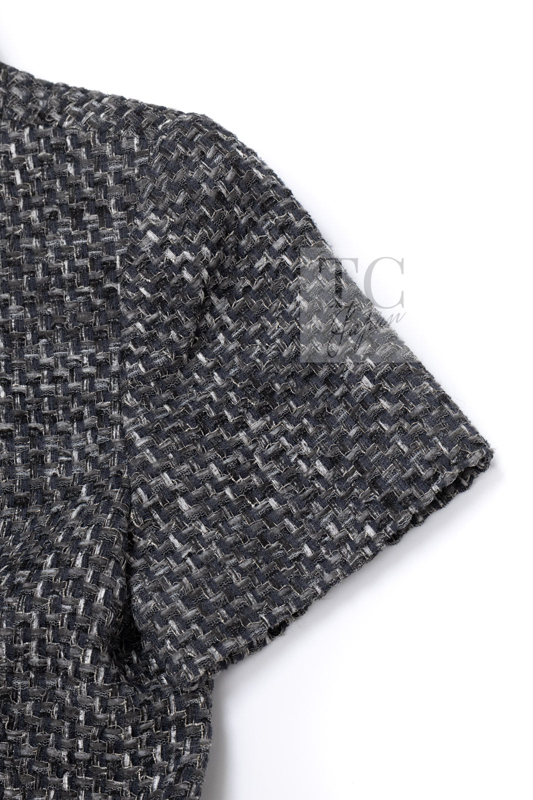 シャネル ジャケット コート CHANEL 15S グレー スタンドカラー スプリング 半袖 34