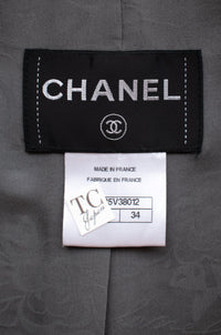 シャネル ジャケット コート CHANEL 15S グレー スタンドカラー スプリング 半袖 34