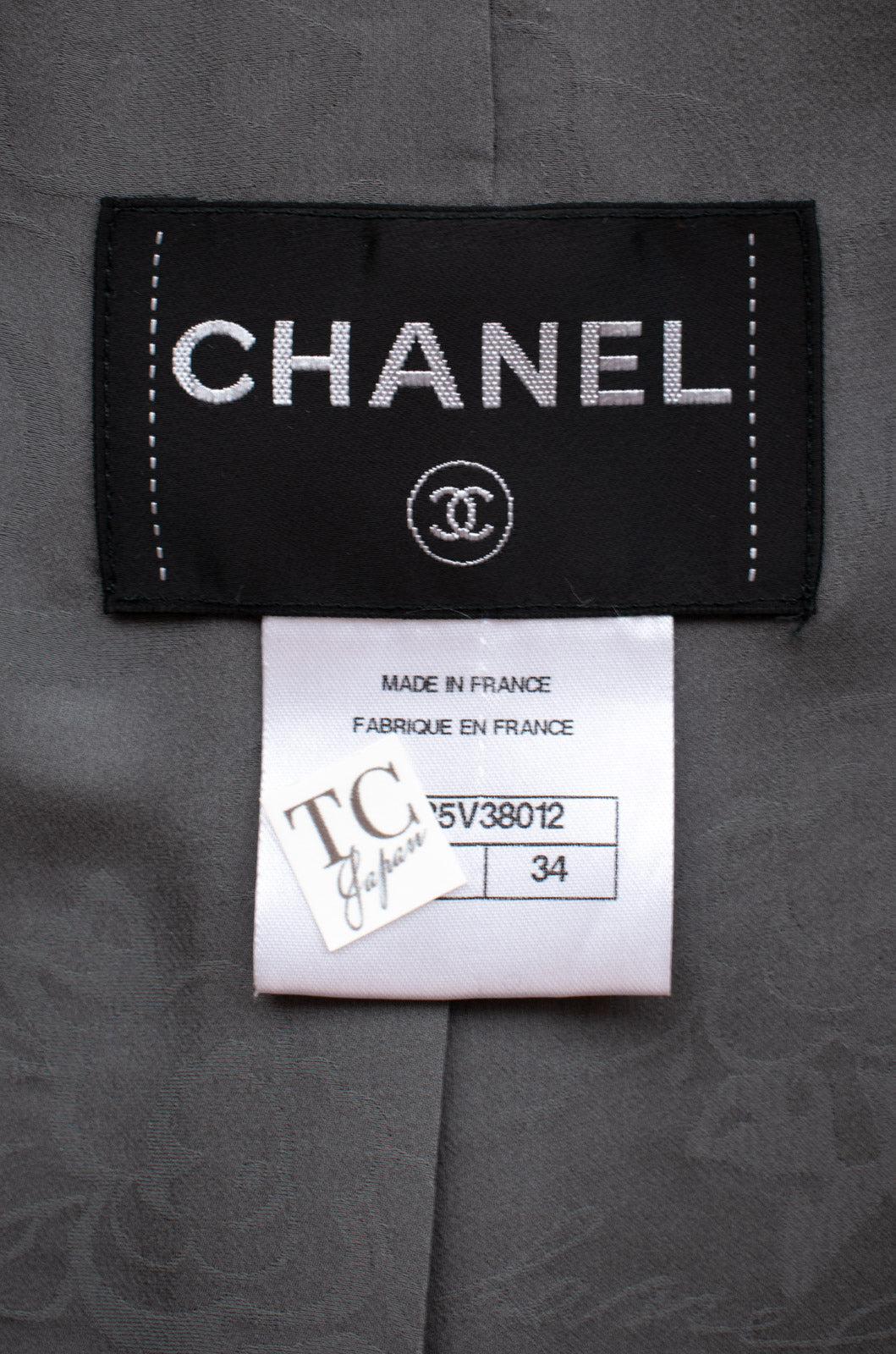 シャネル ジャケット コート CHANEL 15S グレー スタンドカラー スプリング 半袖 34