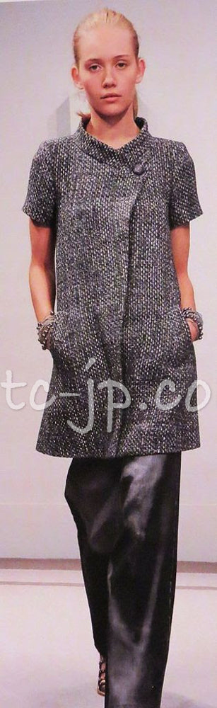 CHANEL 15S Grey Standing Collar Spring Jacket Coat 34 23
