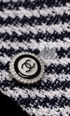 CHANEL 16S Olive Navy White Striped Cotton Wool Tweed Coat 34 シャネル オリーブ ネイビー ホワイト ストライプ コットン ウール ツイード コート 即発