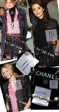 CHANEL 06A Purple Black Multicolor Tweed Jacket Coat Skirt Suit 34 36 シャネル パープル ブラック マルチカラー ジャケット コート スカート スーツ 即発