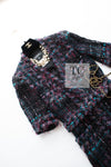 CHANEL 06A Purple Black Multicolor Tweed Jacket Coat Skirt Suit 34 36 シャネル パープル ブラック マルチカラー ジャケット コート スカート スーツ 即発