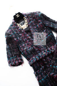 CHANEL 06A Purple Black Multicolor Tweed Jacket Coat Skirt Suit 34 36 シャネル パープル ブラック マルチカラー ジャケット コート スカート スーツ 即発