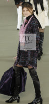 CHANEL 06A Purple Black Multicolor Tweed Jacket Coat Skirt Suit 34 36 シャネル パープル ブラック マルチカラー ジャケット コート スカート スーツ 即発