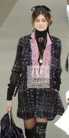 CHANEL 06A Purple Black Multicolor Tweed Jacket Coat Skirt Suit 34 36 シャネル パープル ブラック マルチカラー ジャケット コート スカート スーツ 即発