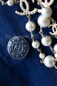 CHANEL 13S Laura Bailey Navy Cotton Trench Coat 36 38 シャネル ネイビー コットン ギャバジン トレンチ コート