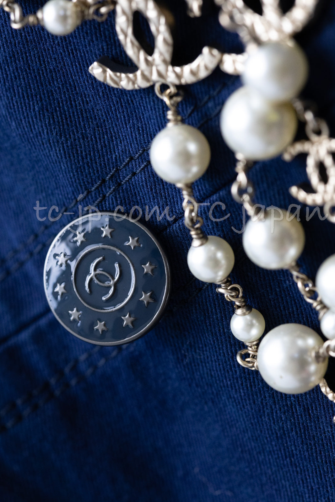 CHANEL 13S Laura Bailey Navy Cotton Trench Coat 36 38 シャネル ネイビー コットン ギャバジン トレンチ コート