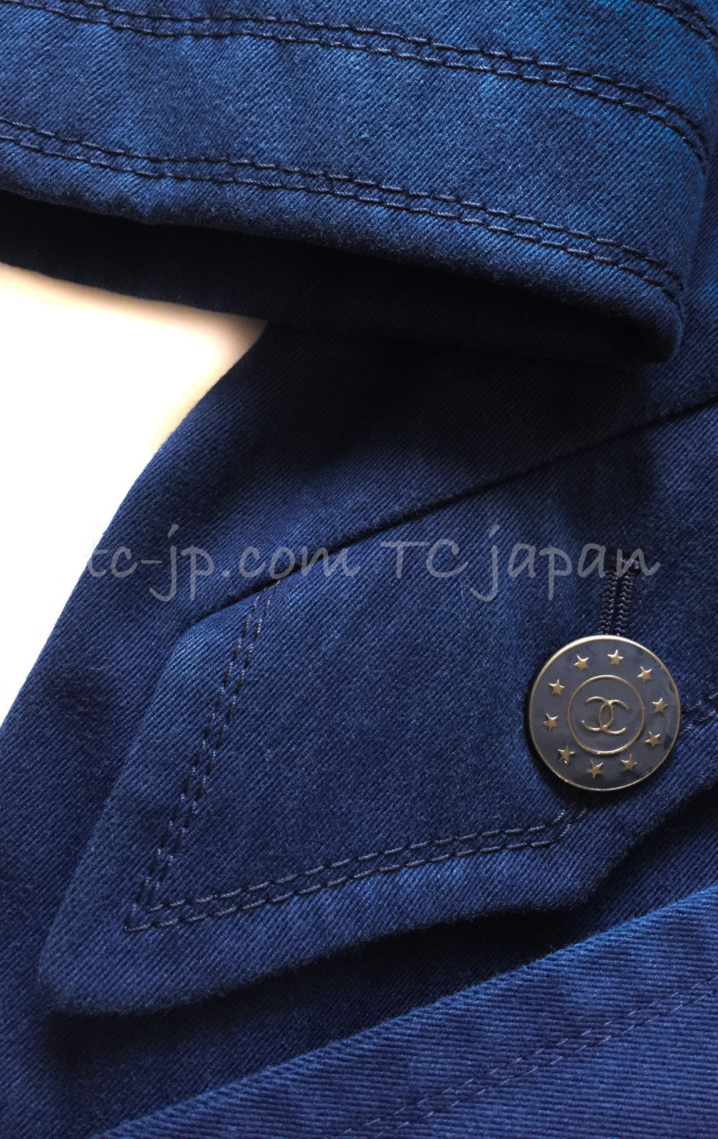CHANEL 13S Laura Bailey Navy Cotton Trench Coat 36 38 シャネル ネイビー コットン ギャバジン トレンチ コート