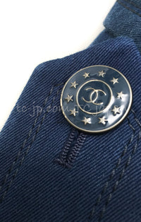 CHANEL 13S Laura Bailey Navy Cotton Trench Coat 36 38 シャネル ネイビー コットン ギャバジン トレンチ コート