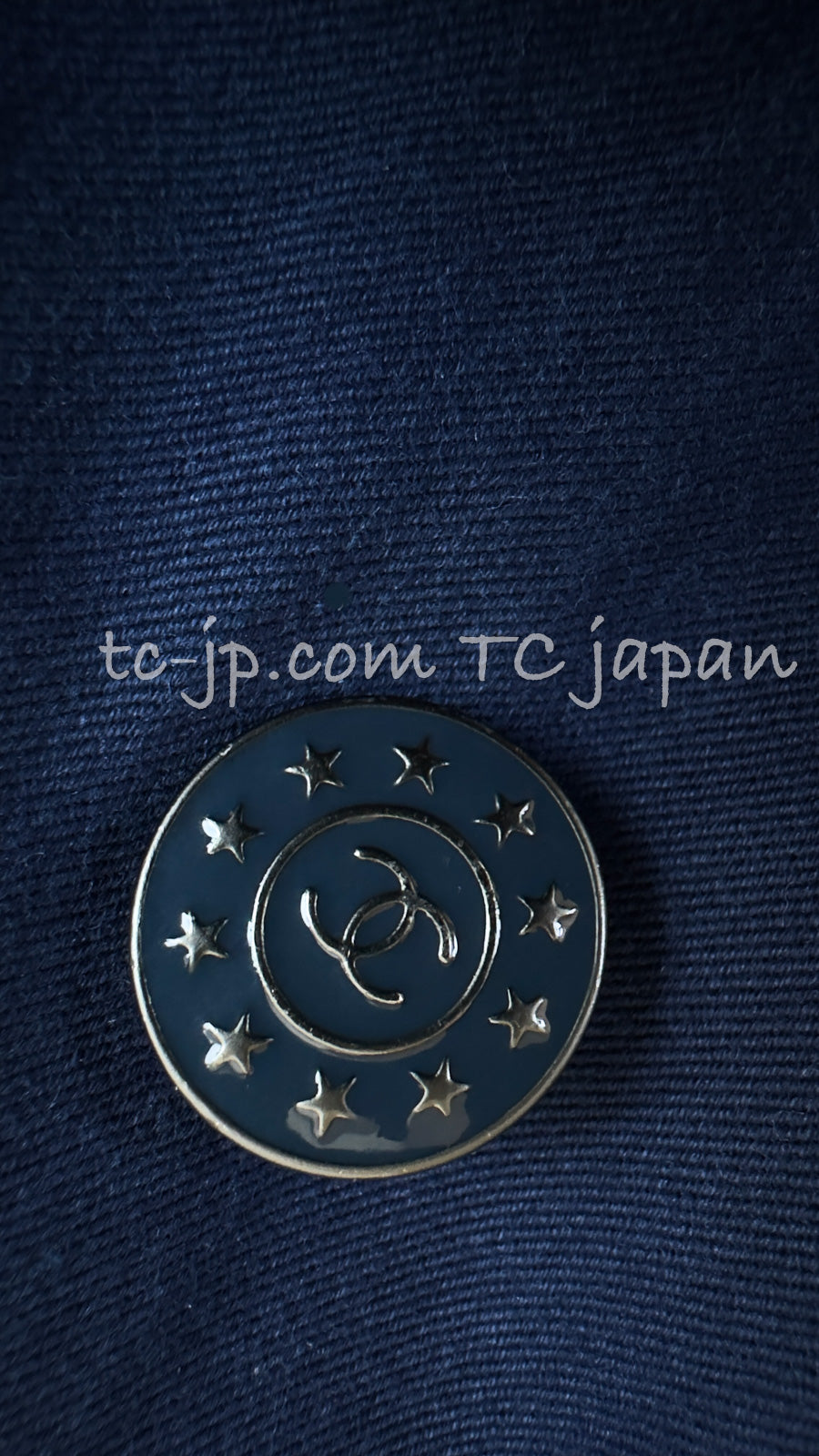 CHANEL 13S Laura Bailey Navy Cotton Trench Coat 36 38 シャネル ネイビー コットン ギャバジン トレンチ コート