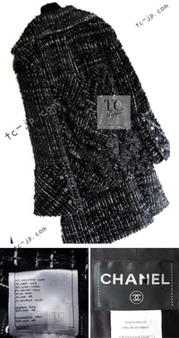 CHANEL 13A Black Metallic Tweed Coat 42 シャネル ブラック メタリック ツイード コート 即発