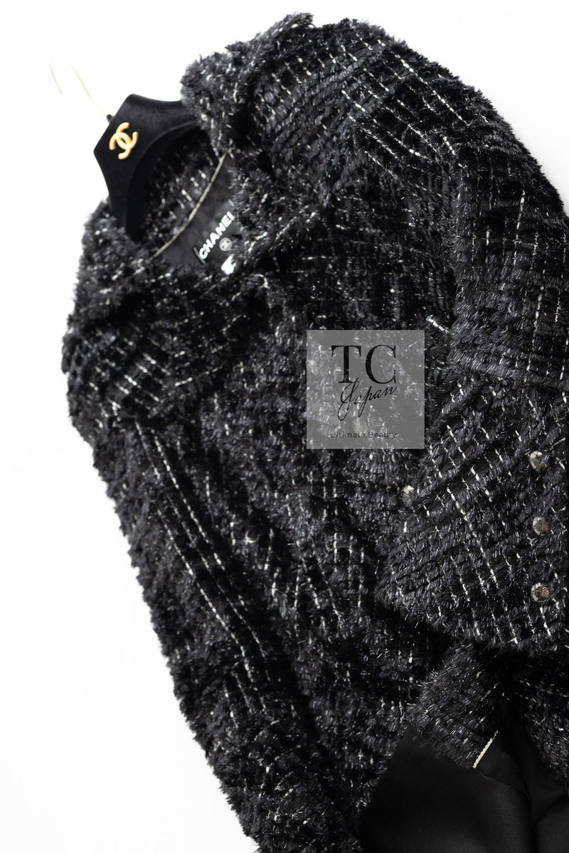 CHANEL 13A Black Metallic Tweed Coat 42 シャネル ブラック メタリック ツイード コート 即発