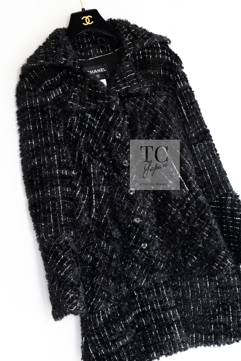CHANEL 13A Black Metallic Tweed Coat 42 シャネル ブラック メタリック ツイード コート 即発