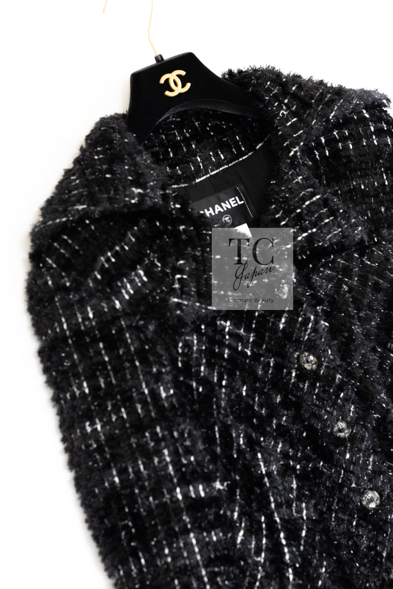 CHANEL 13A Black Metallic Tweed Coat 42 シャネル ブラック メタリック ツイード コート 即発