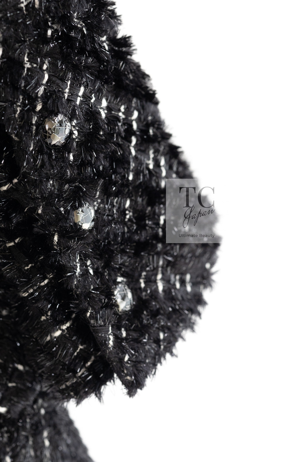 CHANEL 13A Black Metallic Tweed Coat 42 シャネル ブラック メタリック ツイード コート 即発