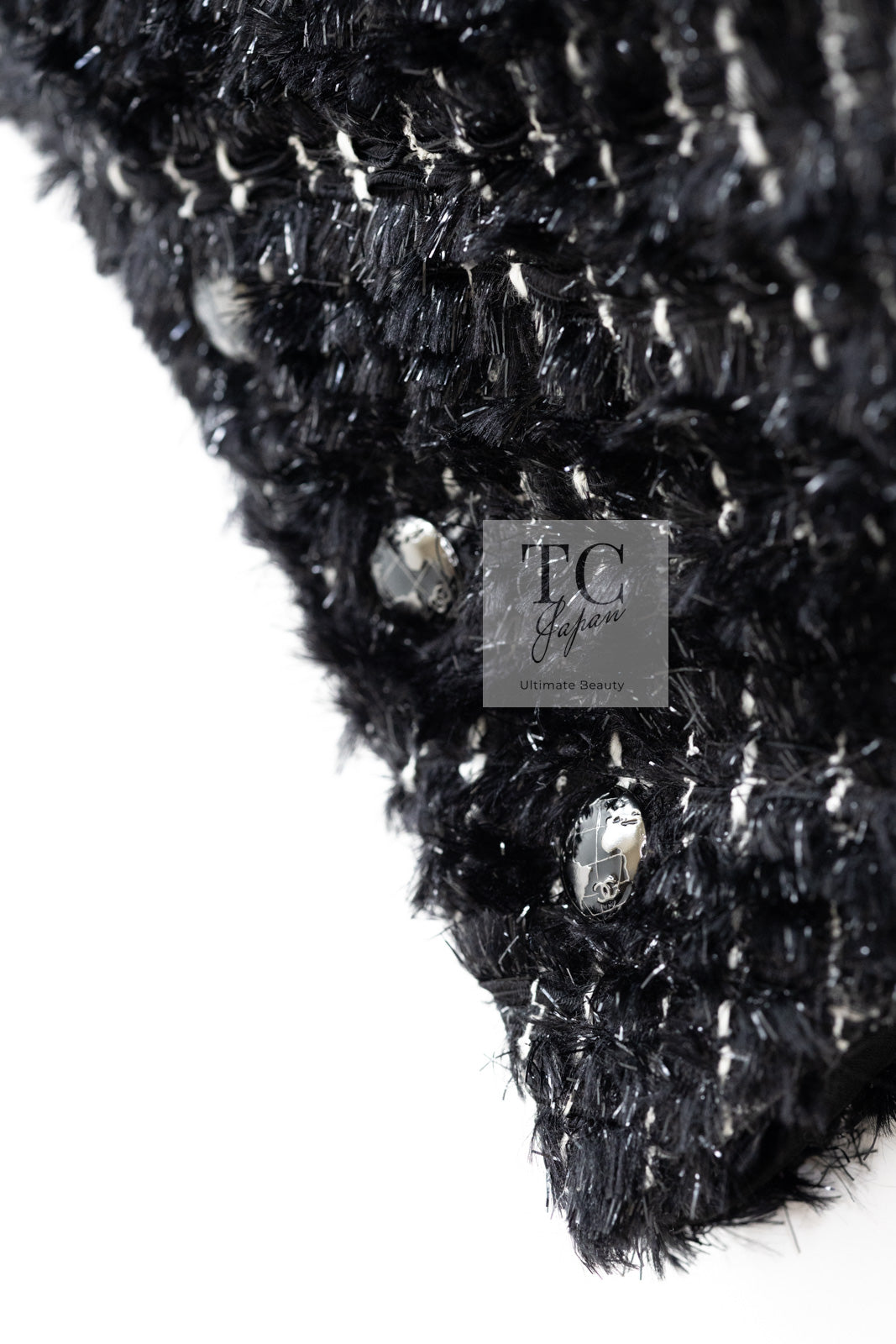 CHANEL 13A Black Metallic Tweed Coat 42 シャネル ブラック メタリック ツイード コート 即発