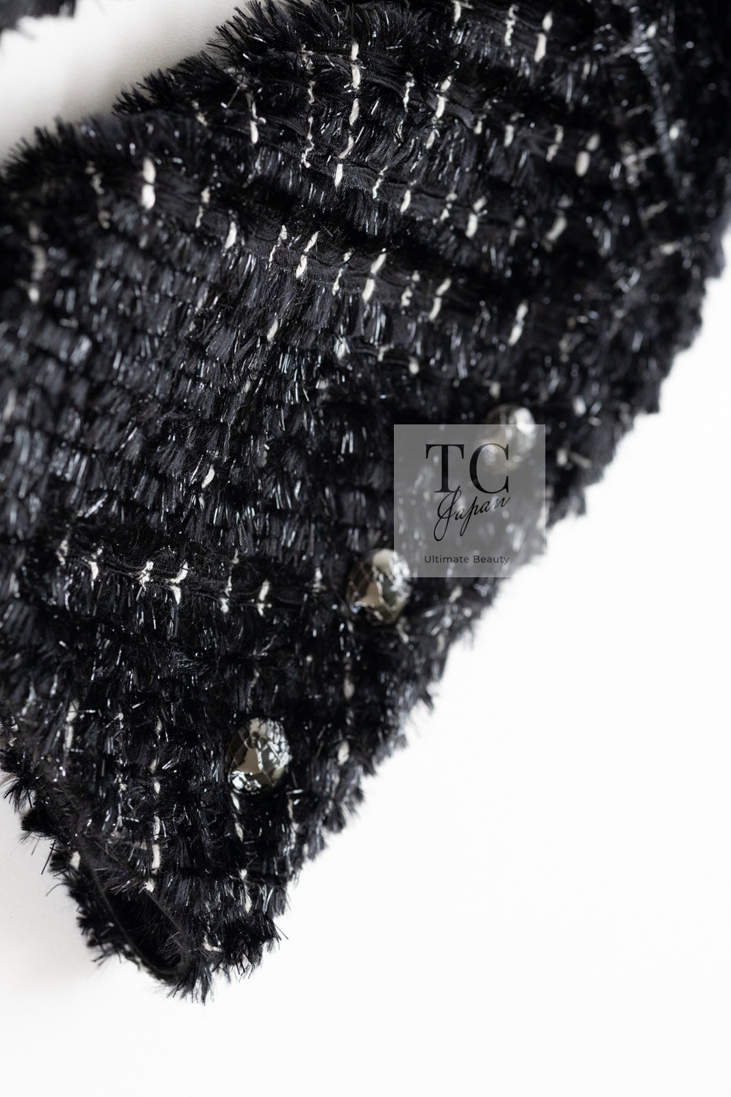 CHANEL 13A Black Metallic Tweed Coat 42 シャネル ブラック メタリック ツイード コート 即発