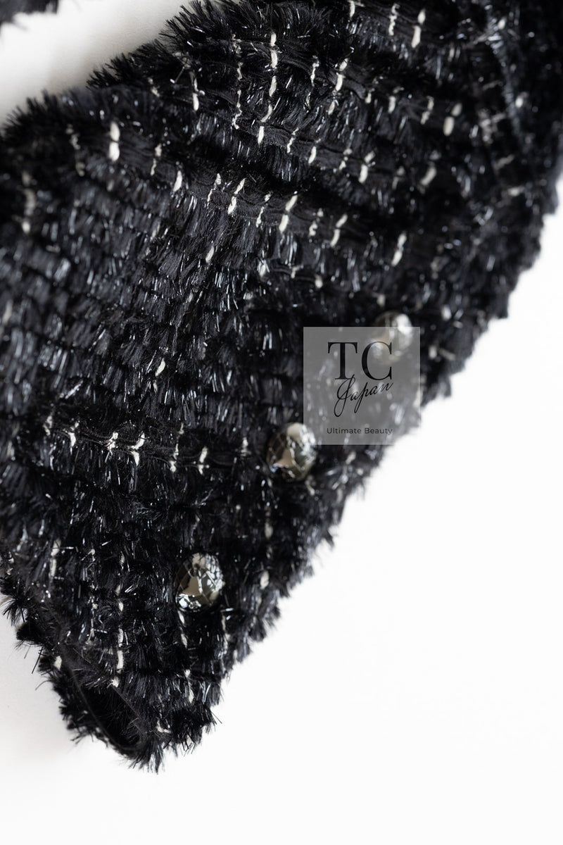 CHANEL 13A Black Metallic Tweed Coat 42 シャネル ブラック メタリック ツイード コート 即発