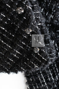 CHANEL 13A Black Metallic Tweed Coat 42 シャネル ブラック メタリック ツイード コート 即発