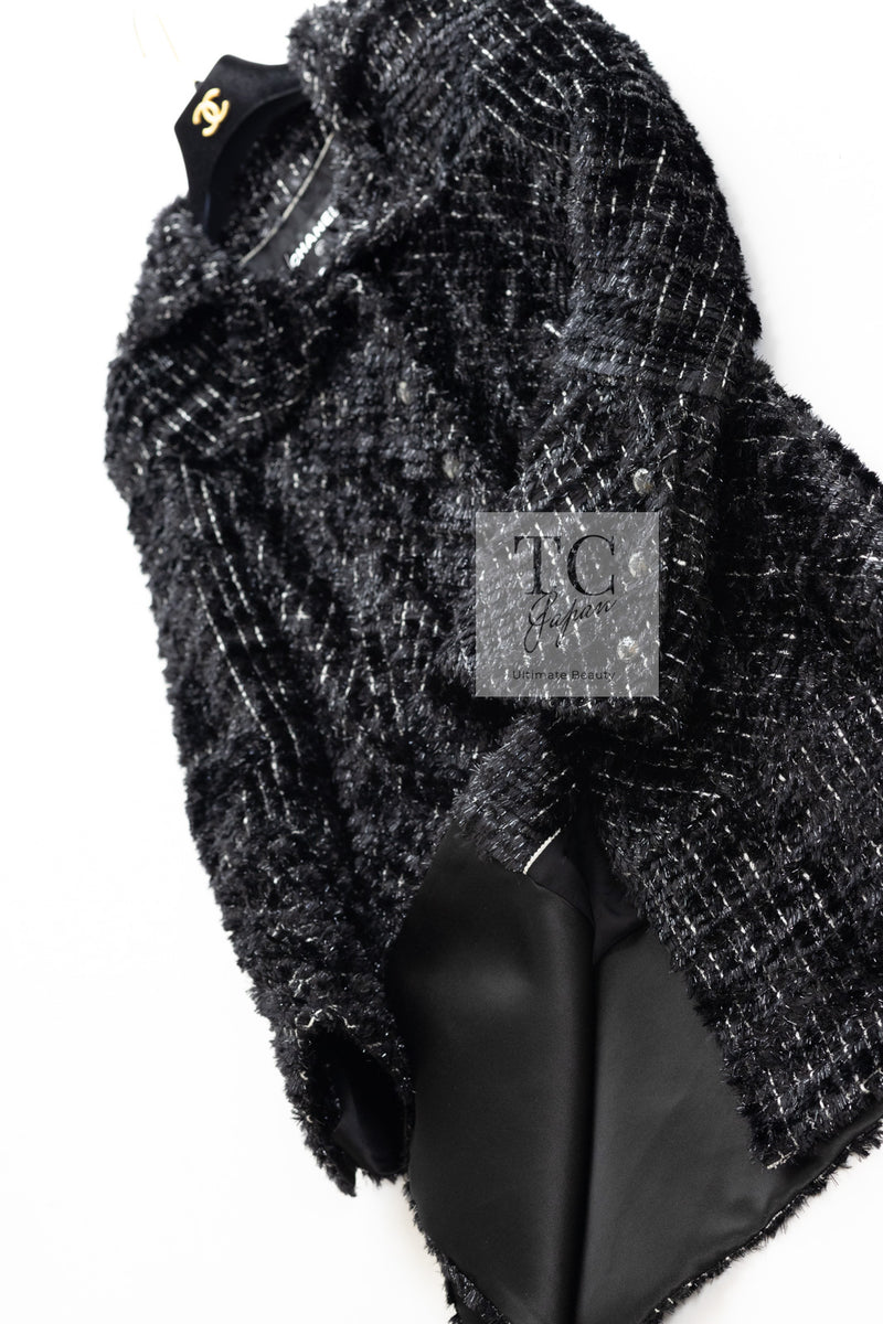CHANEL 13A Black Metallic Tweed Coat 42 シャネル ブラック メタリック ツイード コート 即発