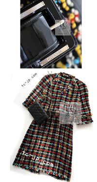 CHANEL 07A Black Multicolor Boucle Wool Tweed Coat with Belt 38 シャネル ブラック マルチカラー ブークレ ウール ツイード コート ベルト付き 即発