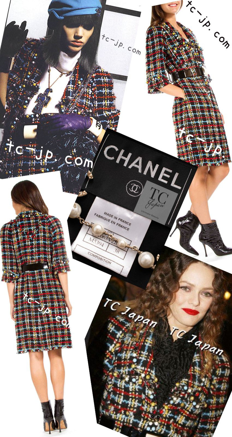 CHANEL 07A Black Multicolor Boucle Wool Tweed Coat with Belt 38 シャネル ブラック マルチカラー ブークレ ウール ツイード コート ベルト付き 即発