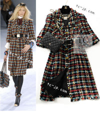 CHANEL 07A Black Multicolor Boucle Wool Tweed Coat with Belt 38 シャネル ブラック マルチカラー ブークレ ウール ツイード コート ベルト付き 即発