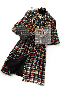 CHANEL 07A Black Multicolor Boucle Wool Tweed Coat with Belt 38 シャネル ブラック マルチカラー ブークレ ウール ツイード コート ベルト付き 即発