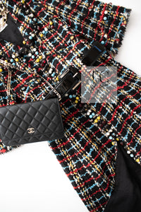 CHANEL 07A Black Multicolor Boucle Wool Tweed Coat with Belt 38 シャネル ブラック マルチカラー ブークレ ウール ツイード コート ベルト付き 即発