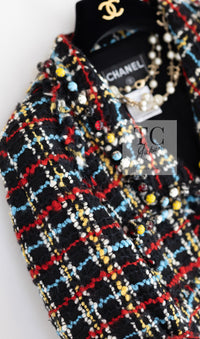 CHANEL 07A Black Multicolor Boucle Wool Tweed Coat with Belt 38 シャネル ブラック マルチカラー ブークレ ウール ツイード コート ベルト付き 即発