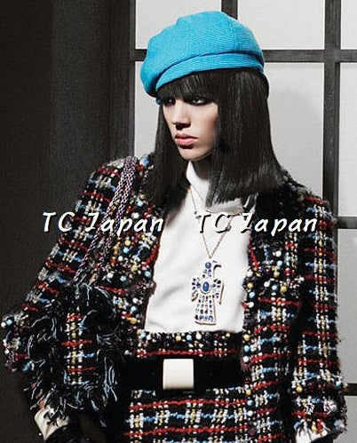 CHANEL 07A Black Multicolor Boucle Wool Tweed Coat with Belt 38 シャネル ブラック マルチカラー ブークレ ウール ツイード コート ベルト付き 即発