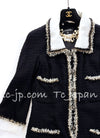CHANEL 11A Black Dark Navy Gold Chain Trimming Jacket Coat 38 シャネル ブラック ダーク ネイビー ゴールド チェーン トリミング ジャケット コート