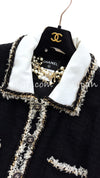 CHANEL 11A Black Dark Navy Gold Chain Trimming Jacket Coat 38 シャネル ブラック ダーク ネイビー ゴールド チェーン トリミング ジャケット コート