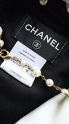 CHANEL 11A Black Dark Navy Gold Chain Trimming Jacket Coat 38 シャネル ブラック ダーク ネイビー ゴールド チェーン トリミング ジャケット コート