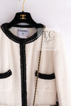 CHANEL 00A Ivory Black Trim Tweed Dress Coat with Belt 34 シャネル アイボリー ブラック トリム ベルト付 ワンピース コート 即発