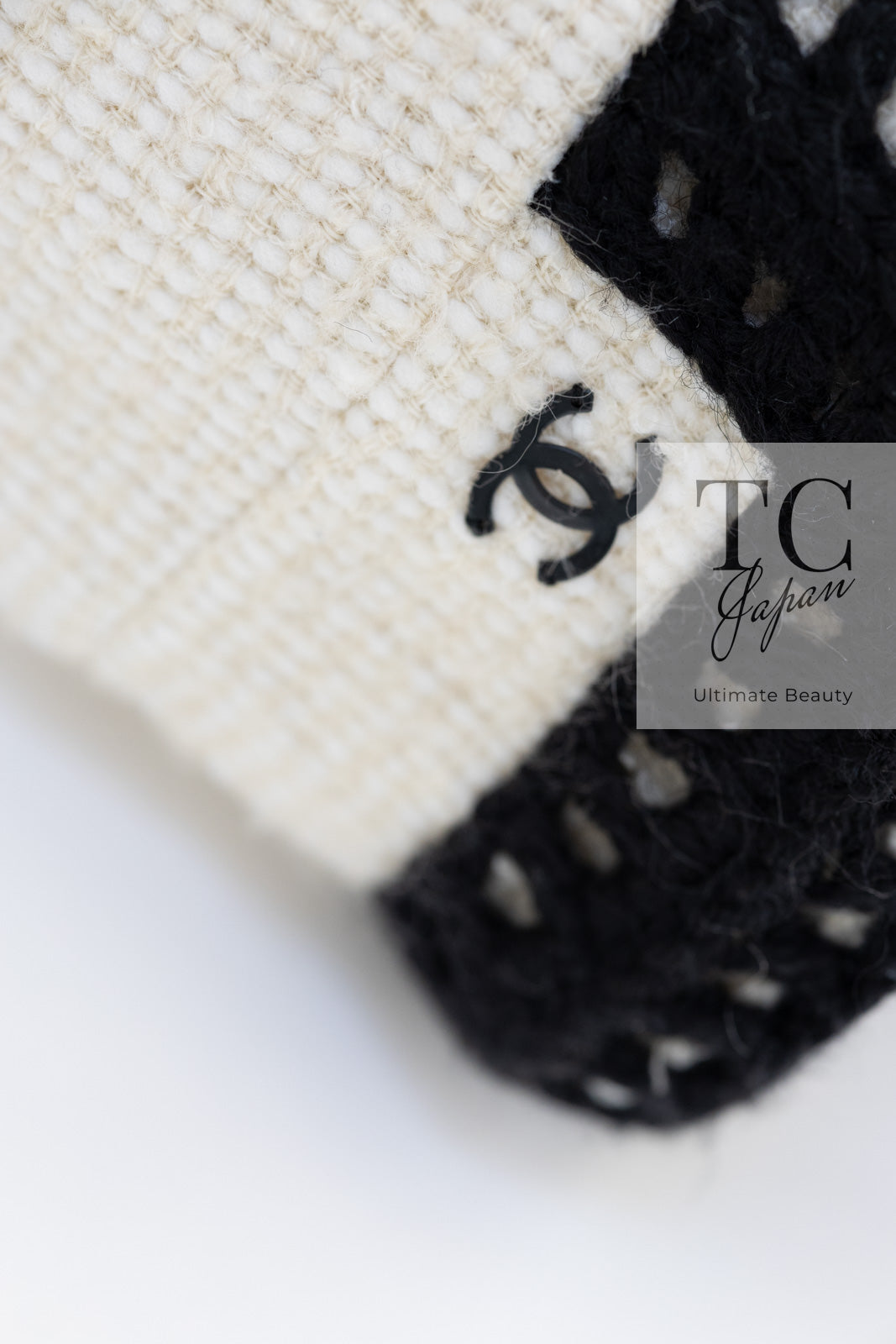 CHANEL 00A Ivory Black Trim Tweed Dress Coat with Belt 34 シャネル アイボリー ブラック トリム ベルト付 ワンピース コート 即発