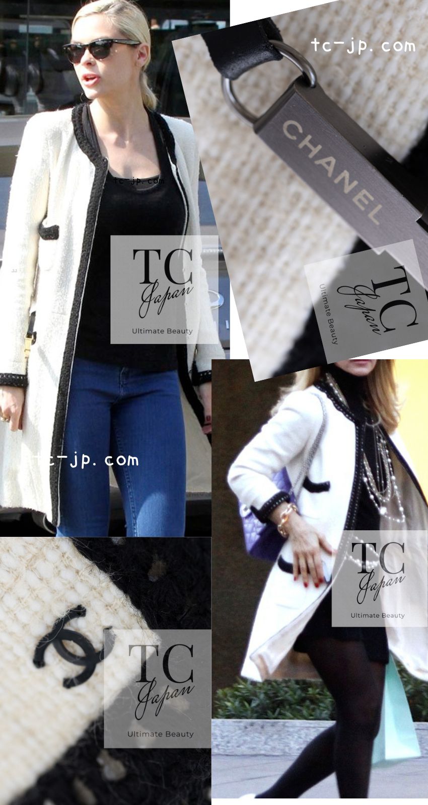 CHANEL 00A Ivory Black Trim Tweed Dress Coat with Belt 34 シャネル アイボリー ブラック トリム ベルト付 ワンピース コート 即発
