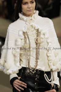 CHANEL 06A Ivory Creme Cashmere Mohair Cape Cardigan 38 46 48 50 シャネル カシミア モヘア アイボリー クリーム ポンチョ ケープ カーディガン 即発