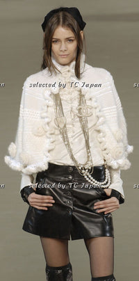 CHANEL 06A Ivory Creme Cashmere Mohair Cape Cardigan 38 46 48 50 シャネル カシミア モヘア アイボリー クリーム ポンチョ ケープ カーディガン 即発