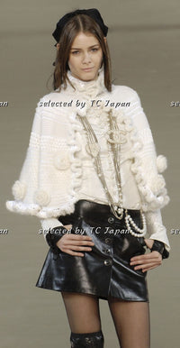 CHANEL 06A Ivory Creme Cashmere Mohair Cape Cardigan 38 46 48 50 シャネル カシミア モヘア アイボリー クリーム ポンチョ ケープ カーディガン 即発