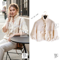 CHANEL 06A Ivory Creme Cashmere Mohair Cape Cardigan 38 46 48 50 シャネル カシミア モヘア アイボリー クリーム ポンチョ ケープ カーディガン 即発