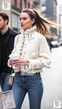 CHANEL 06A Ivory Creme Cashmere Mohair Cape Cardigan 38 46 48 50 シャネル カシミア モヘア アイボリー クリーム ポンチョ ケープ カーディガン 即発