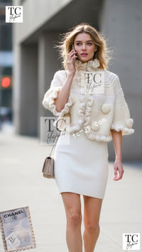 CHANEL 06A Ivory Creme Cashmere Mohair Cape Cardigan 38 46 48 50 シャネル カシミア モヘア アイボリー クリーム ポンチョ ケープ カーディガン 即発