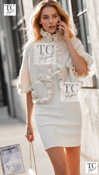 CHANEL 06A Ivory Creme Cashmere Mohair Cape Cardigan 38 46 48 50 シャネル カシミア モヘア アイボリー クリーム ポンチョ ケープ カーディガン 即発