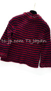 CHANEL 18PS Red Navy Striped Chain Trimming Knit Cardigan 36 38 シャネル レッド ネイビー ストライプ  チェーントリミング ニット カーディガン 即発