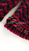 CHANEL 18PS Red Navy Striped Chain Trimming Knit Cardigan 36 38 シャネル レッド ネイビー ストライプ  チェーントリミング ニット カーディガン 即発